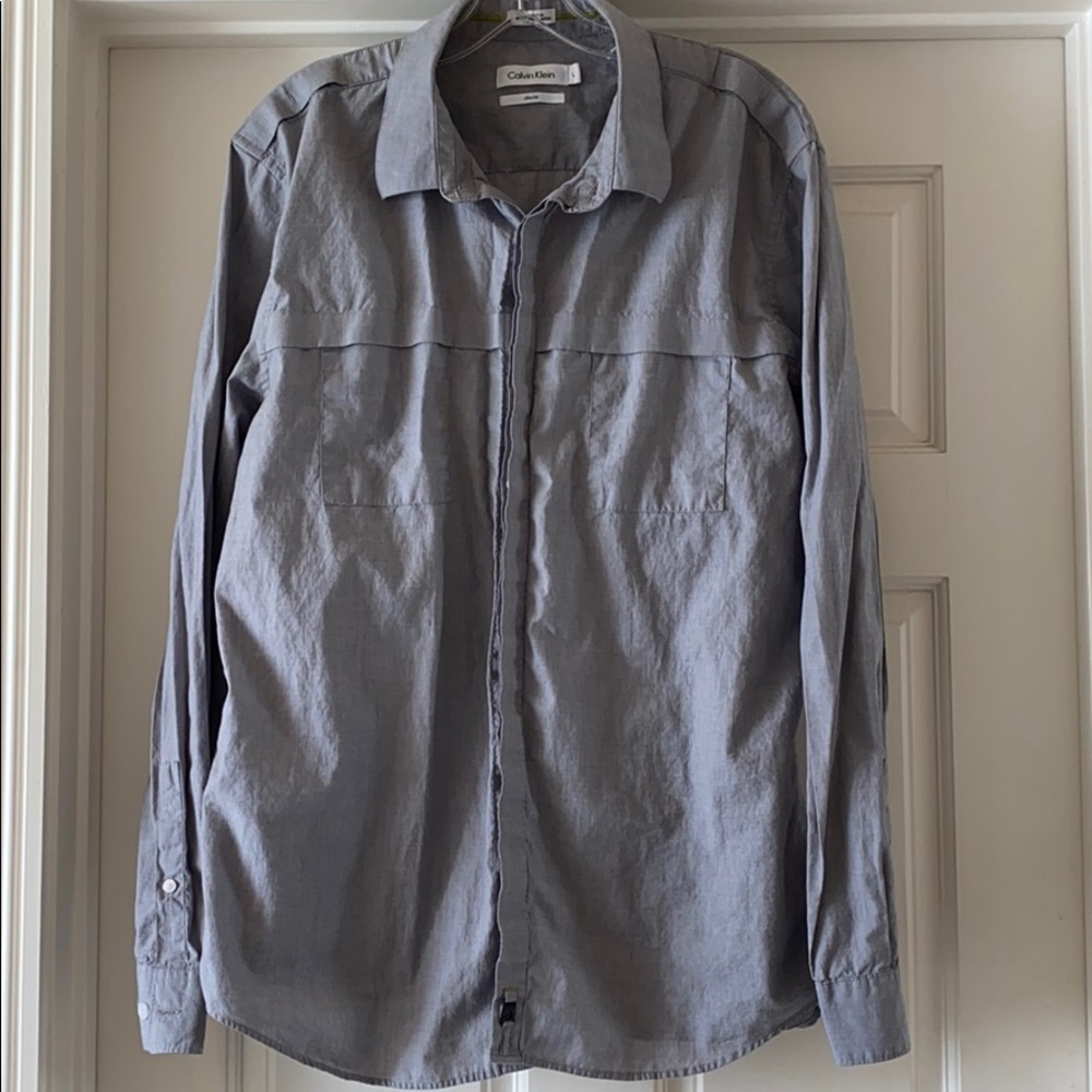 Calvin Klein slimfit button down grey dress shirt
